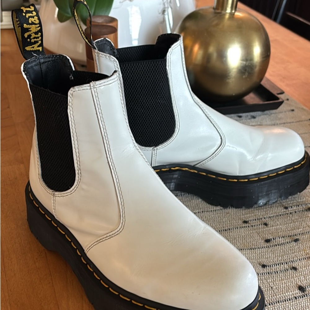 White Leather Chelsea Boots